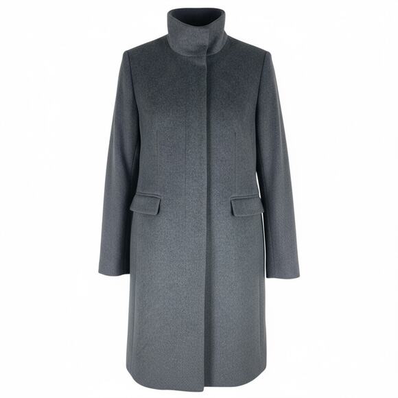 Ann Taylor Funnel Neck Wool Blend Tailored Coat Hidden Button Gray Size S - Picture 3 of 12
